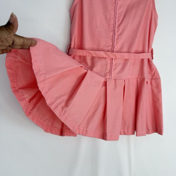 NEW GIRLS SIZE 5T PLEATED PINK COTTON DRESS BELT WAIST SLEEVELESS - Picture 6 of 12
